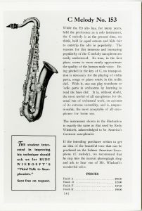 1920 Buescher C-Melody Spec Sheet